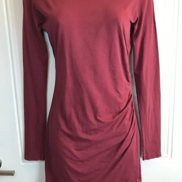 BOBI LA Women’s S supreme garnet red 100% cotton ls jersey mini dress in EUC - Picture 9 of 16